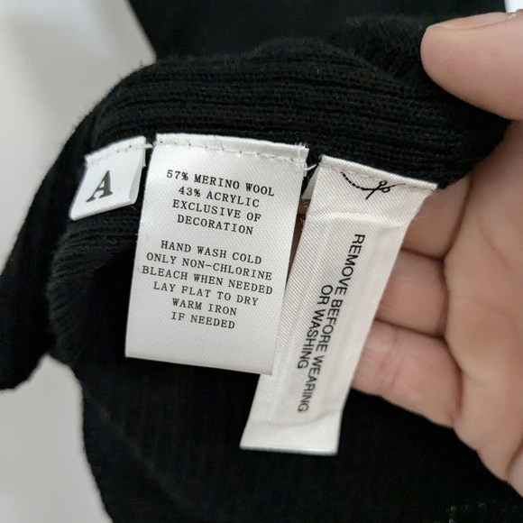 Ann Taylor LOFT Medium Black Ruffle Merino Wool Blend Knee Length Dress - Picture 4 of 8